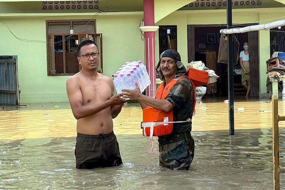 Photo: PTI : Manipur floods