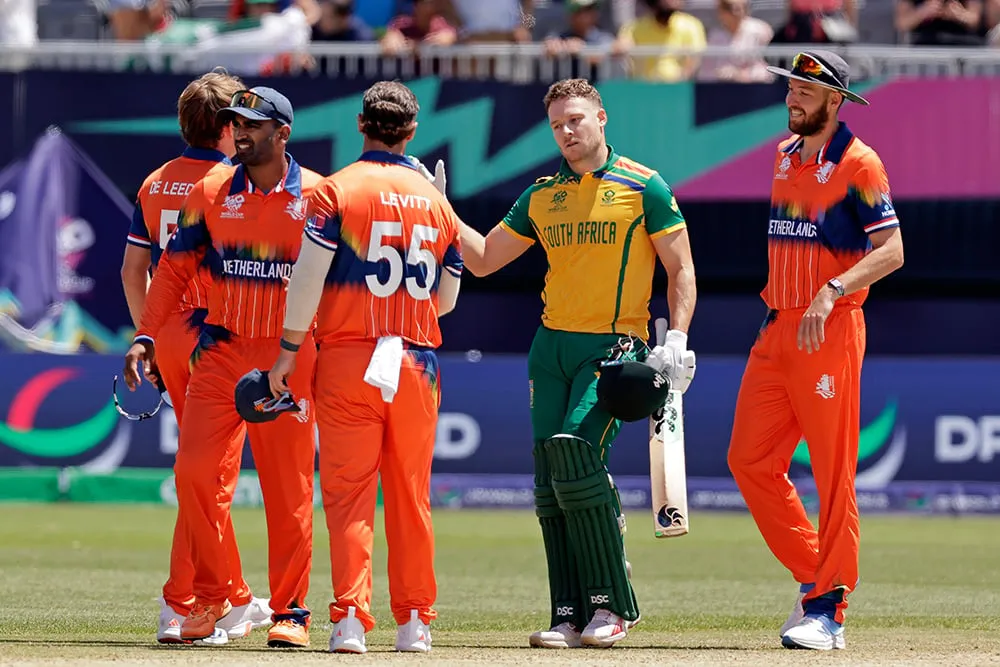 Photo: AP/Adam Hunger : T20 Cricket WCup Netherlands South Africa